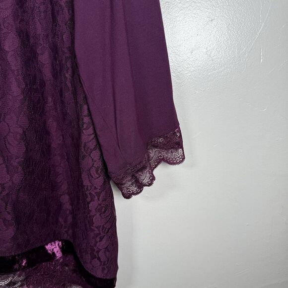 Logo Lavish Purple Velvet Lace Shirt Long Sleeve Size 2X Whimsy Goth Dark - Picture 4 of 16